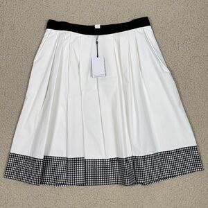 Diane von Furstenberg A-Line Skirt Gingham Trim Pleated